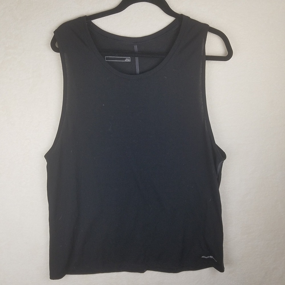 Eddie Bauer Tank Top Women Large Black Excellent FreeDry Activewear Muscle Tee